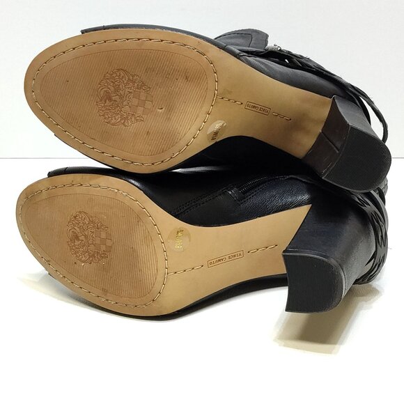 Vince Camuto Open-Toe Ankle Boots US 8.5M Leather Peep Toe Heels Buckle Detail - Picture 7 of 14